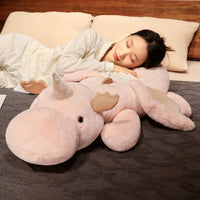 Giant Dinosaur Stuffed Toy - White Dragon Plush with Wings & Unicorn Horn - 25.6in/33.5in/41.3in/47.2in/55.1in - Lusy Store