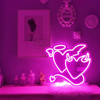 Angel Demon Neon Signs LED Neon Light Sign Light Up for Wall Decor Bar Living Room Valentine's Day Girl Gift