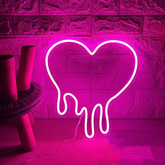 Melting Heart Neon Sign Bleeding Dripping Heart LED Light Home Wall Decor Bedroom Decoration