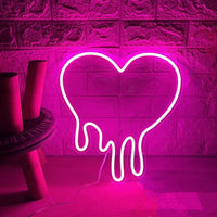 Melting Heart Neon Sign Bleeding Dripping Heart LED Light Home Wall Decor Bedroom Decoration