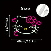 Hello Kitty Neon Sign Anime Kitty Room Decor Lights for Girls Room Dimmable USB Wall Hanging Decor 