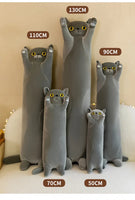 Giant Gray Long Cat Plush Pillow Kawaii Soft Stuffed Squishy Sofa Cushion Decor Gifts For Girls