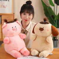 Funny DIY Hairstyle Cute Pig Plush Toys Anime Soft Stuffed Animals Chubby Dog Bear Doll Freely Change Hairstyle