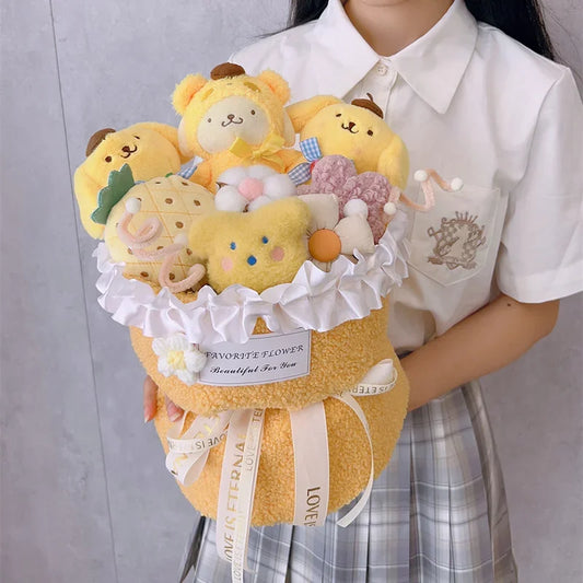 Pompom Purin Plush Bouquet Cute Plush For Girls Friend Christmas Valentine's Day Gift