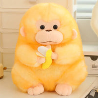 Monkey Plush Toy – Soft & Huggable Golden Monkey Holding Banana, 9"/12"/16" – Lusy Store