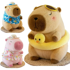 Beachwear Capybara Plush Toy Cute Simulation Yellow Duck Swim Ring Capibara Kawaii Stuffed Animals Gifts