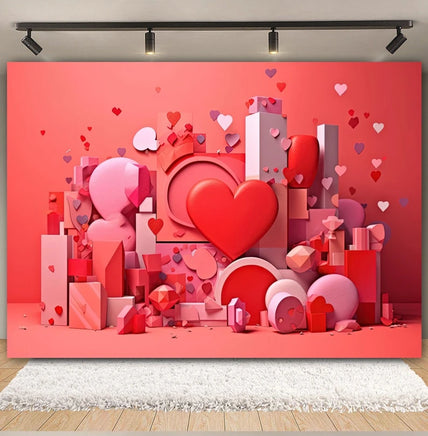 Valentine's Day Backdrop Red Love Heart Balloon Romantic Bridal Shower Photography Background