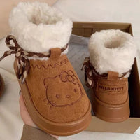 Hello Kitty Snow Boots Anime Sanrio Women Y2k Cute Warm Cotton Shoes Kawaii Winter Non Slip Short Boot Gift