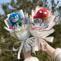 Spider-Man Hulk Superman Captain America Plush Dolls Handmade Bouquets Gifts