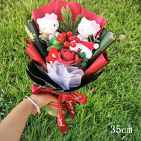 Hello Kitty Cartoon Plush Bouquet Artificial Rose Flowers Home Wedding Decoration Valentine Day Gift