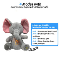 Elephant Plush Toy – Soothing Breathing Companion – Music & Light – Lusy Store