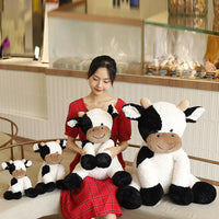 Sitting Milk Cow Year Plush Toys Lifelike Stuffed Animal Doll Cute Appease Cattle For Children Kids Christmas Gift