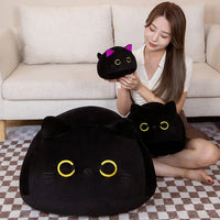 Big Size Plush Cat Pillow Round Black Cat Bed Cushion Sleeping Toys Stuffed Soft Animal Dolls Kids Birthday Gift