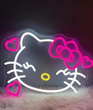 Hello Kitty Neon Sign Anime Kitty Room Decor Lights for Girls Room Dimmable USB Wall Hanging Decor 