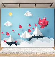 Valentine's Day Backdrop Red Love Heart Balloon Romantic Bridal Shower Photography Background