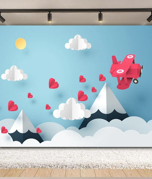 Valentine's Day Backdrop Red Love Heart Balloon Romantic Bridal Shower Photography Background
