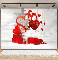 Valentine's Day Backdrop Red Love Heart Balloon Romantic Bridal Shower Photography Background