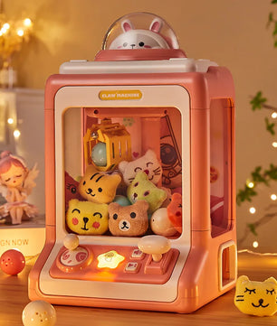 Lusy Store LLC Automatic Doll Machine Toy for Kids Mini Cartoon Coin Operated Play Game Claw Crane Machines Action Figure