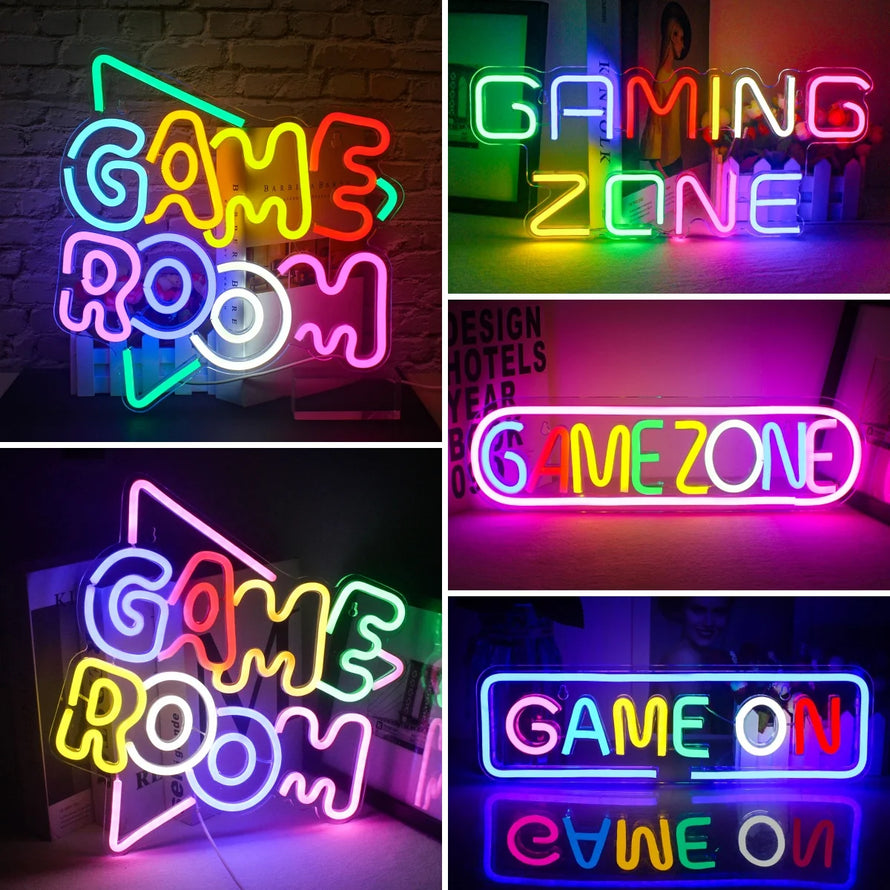 Game Room Neon Signs For Wall Decor USB Powered Colorful Gaming Zone Party Bedroom Gifts