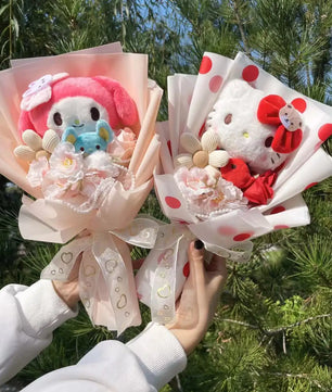 Hello Kitty Plush Doll Toys Creative Handmade Sanrio Bouquet Valentine Christmas Graduation Gifts