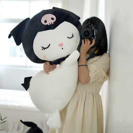 Big Size Kuromi Plush Toy Melody Kuromi Cinnamoroll Stuffed Doll Sofa Cushion Flannel Nap Quilt Xmas Gift