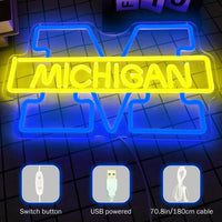 Michigan Neon Signs LED Wall Decor for Man Bar Decor Club Bistro