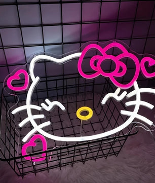 Hello Kitty Neon Sign Anime Kitty Room Decor Lights for Girls Room Dimmable USB Wall Hanging Decor 