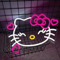 Hello Kitty Neon Sign Anime Kitty Room Decor Lights for Girls Room Dimmable USB Wall Hanging Decor 