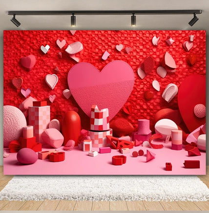 Valentine's Day Backdrop Red Love Heart Balloon Romantic Bridal Shower Photography Background