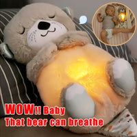 Baby Breathe Bear Soothes Baby Otter Plush Toy Soothing Music Sleep Companion Sound And Light