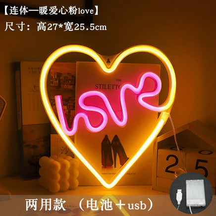 Love LED Neon Sign Light Glowing Valentine's Day Propose Festival Decoration