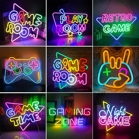 Game Room Neon Sign LED Wall Decor USB Powered Acrylic Lighting Bedroom Bedside Wall Decor Gift