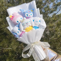 My Melody Kuromi Cinnamoroll Plush Dolls With Sunflowers Roses Cartoon Flowers Bouquet Valentine Graduation Gifts