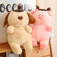 Funny DIY Hairstyle Cute Pig Plush Toys Anime Soft Stuffed Animals Chubby Dog Bear Doll Freely Change Hairstyle