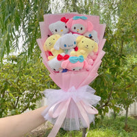 My Melody Kuromi Cinnamoroll Plush Dolls With Sunflowers Roses Cartoon Flowers Bouquet Valentine Graduation Gifts