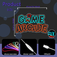 Arcade Gamer Decor Neon Sign USB Powered LED Neon Light for Boy Room Bedroom Wall Decor