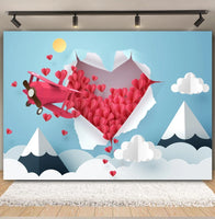 Valentine's Day Backdrop Red Love Heart Balloon Romantic Bridal Shower Photography Background