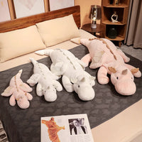 Giant Dinosaur Stuffed Toy - White Dragon Plush with Wings & Unicorn Horn - 25.6in/33.5in/41.3in/47.2in/55.1in - Lusy Store