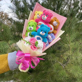 Care Bear Plush Doll Handmade Flower Bouquets Stuffed Animals Valentine Birthday Gifts