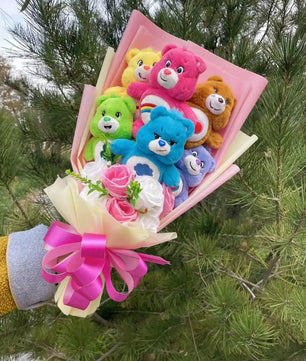 Care Bear Plush Doll Handmade Flower Bouquets Stuffed Animals Valentine Birthday Gifts