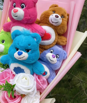 Care Bear Plush Doll Handmade Flower Bouquets Stuffed Animals Valentine Birthday Gifts