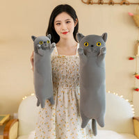 Giant Gray Long Cat Plush Pillow Kawaii Soft Stuffed Squishy Sofa Cushion Decor Gifts For Girls