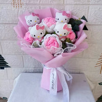 Hello Kitty Plush Bouquet  Anime Rose Soap Flowers Home Wedding Decoration Christmas Valentine's Day Gift