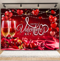 Valentine's Day Backdrop Red Love Heart Balloon Romantic Bridal Shower Photography Background