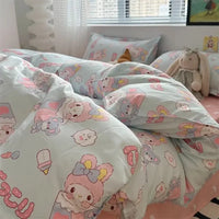 Hello Kitty Bedding Set Kawaii Cartoon Bed Linen Sheet Duvet Cover With Pillowcase Girls Bed Cover Set