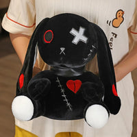 Creepy Goth Bunny Plush Crazy Rabbit Plushie Toys Spooky Gothic Bunny Stuffed Animal Cute Horror Dreadful Bunny Doll