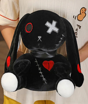 Creepy Goth Bunny Plush Crazy Rabbit Plushie Toys Spooky Gothic Bunny Stuffed Animal Cute Horror Dreadful Bunny Doll
