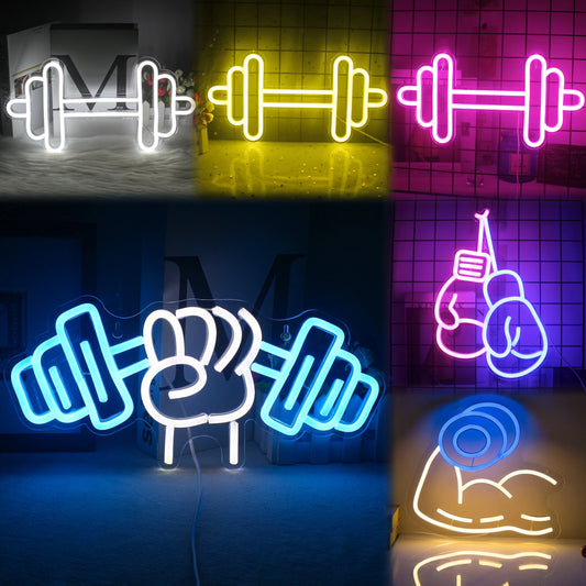 Fitness Neon Sign Dumbbell LED Light Gym Art Wall Decoration