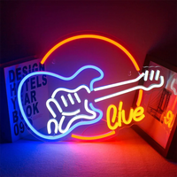 Rock Roll Neon Signs Guitar Music Led Neon Wall Decor for Game Room Music Party Rock Studio Bar Disco