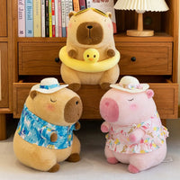 Beachwear Capybara Plush Toy Cute Simulation Yellow Duck Swim Ring Capibara Kawaii Stuffed Animals Gifts